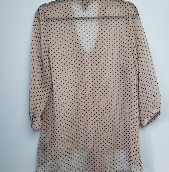 INC Sheer Polka Dot Retro Feel Blouse - Picture 2 of 8